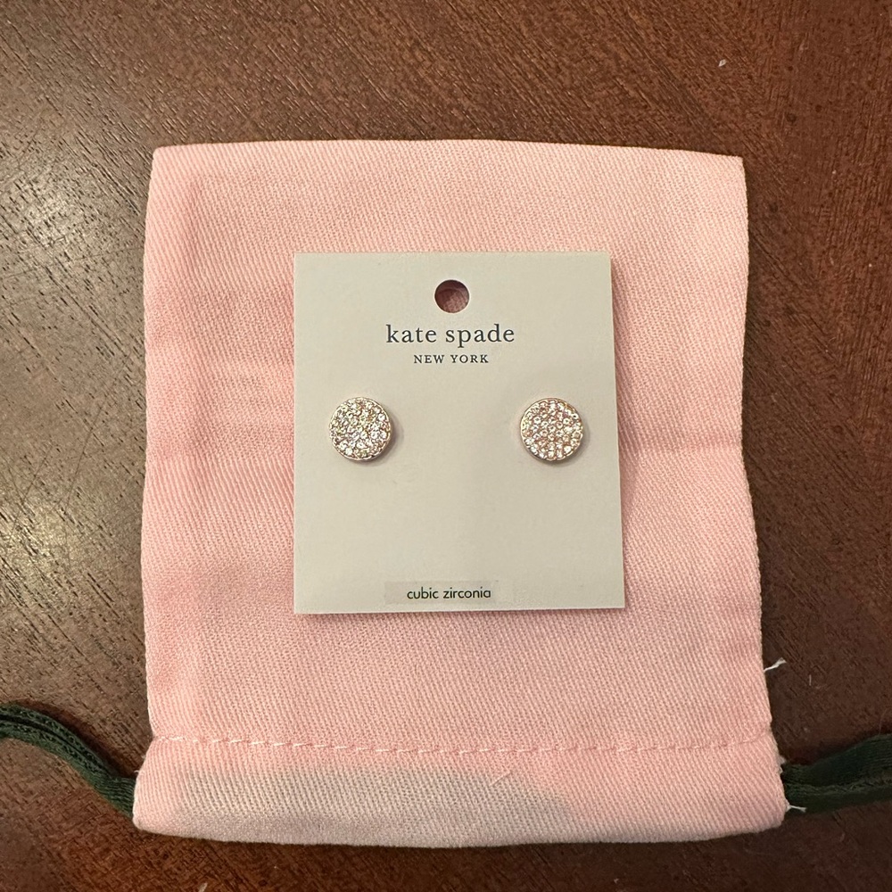 Kate Spade Pave Rose Gold Toned CZ Post Earrings